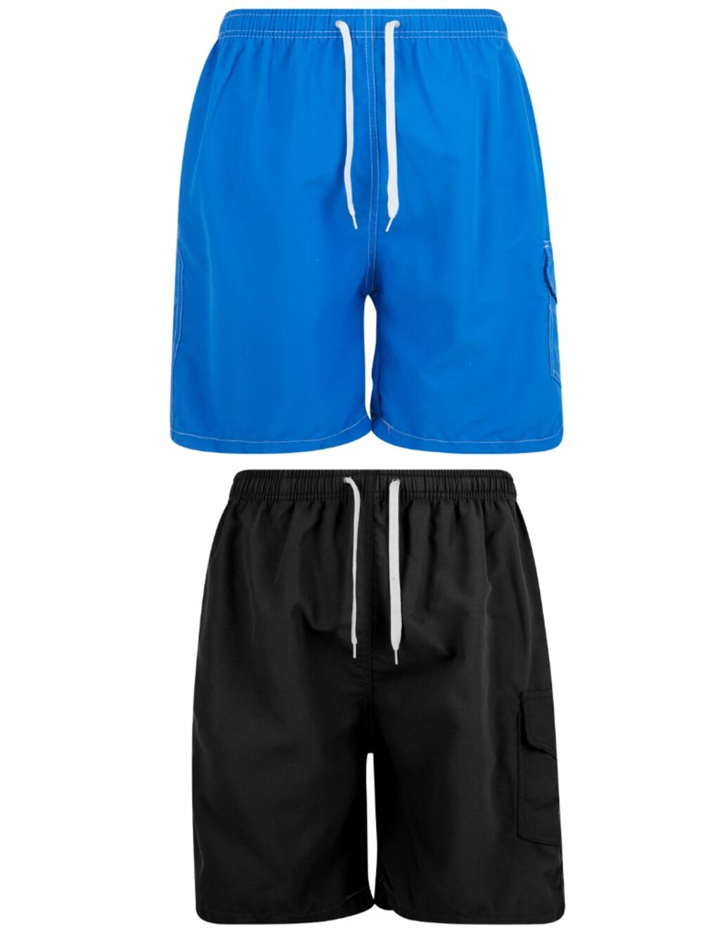Mens Swim Trunks, Cargo Swimming Shorts 2 Pairs Blue/Black, Medium Large X-Large - Picture 1 of 9